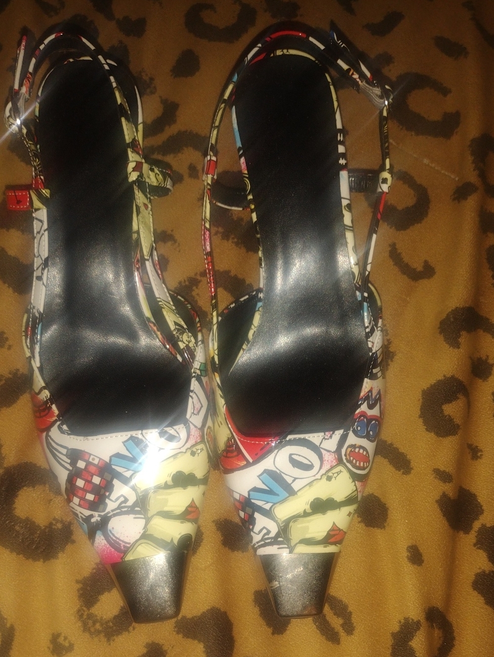 Womens Colorful Graphic Slingback Heels - Multicolor